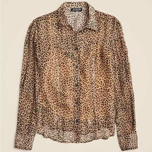 J. Crew Sheer Leopard Print Button Down Shirt with camisole